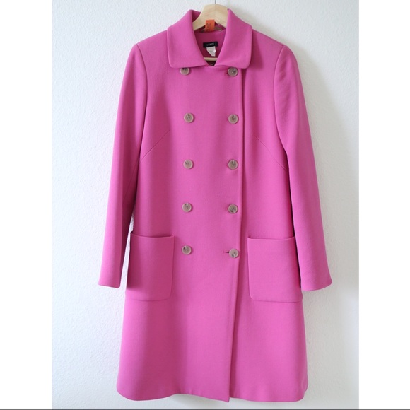 J. Crew Pink Double Breasted Wool Coat Size 6 Tall